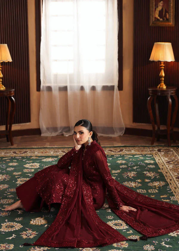 03 Piece Stitched Chiffon Embroidered Suit - Ready To Wear