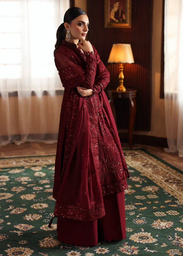 03 Piece Stitched Chiffon Embroidered Suit - Ready To Wear