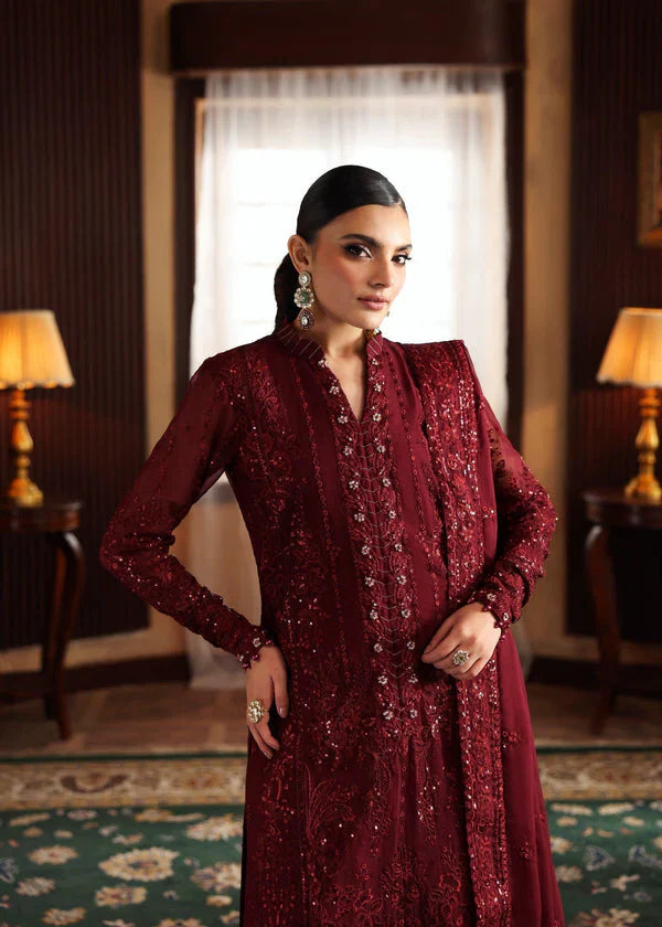 03 Piece Stitched Chiffon Embroidered Suit - Ready To Wear