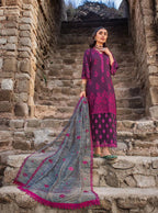 03-Piece Lawn Suit With Embroidery - Ready To Wear
